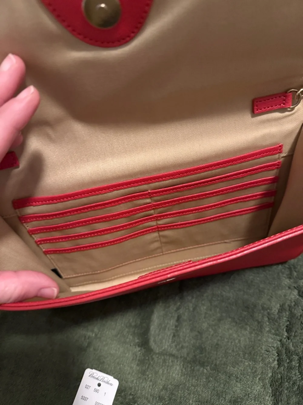 NWT -Brooks Brothers Coral/Red Chain Crossbody Bag